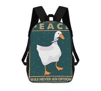 sinyumoney Peace Was Never An Option School Bag Backpack Teen Schoolbag 3D Printing Adjustable Schoolbag Fashion Pocket Bag for Kids Boys Girls Students And Teenagers Fans 17inch