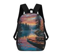 sinyumoney Peaceful Lake Sunset Scene -1 3D Printed 17inch Kids School Backpack School Bag Fashion Rucksacks for Boys Elementary And Middle School Students