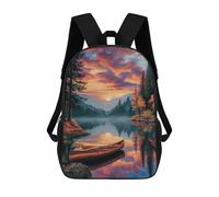 sinyumoney Peaceful Lake Sunset Scene 3D Printed 17inch Kids School Bag Rucksacks Children's School Fashion Casual Back Pack High Capacity Travel Book Bags