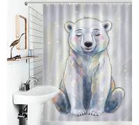 sinyumoney Peaceful Polar Bear Shower Curtain Anti Mould Quick Drying Proof Resistant Decor Bath Curtains for Bathtub Shower Stall 53.54x70.87Inch（136x180cm）