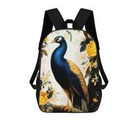 sinyumoney Peacock And Yellow Flowers Illustration Backpacks 3D Printed 17inch Kids School Backpack Outdoor Casual Daypack Casual Travel Bags for Middle School Students