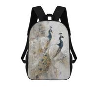 sinyumoney Peacock Artwork Painting Kids School Backpack 3D Printed Backpacks Fashion School Bag Rucksacks for Boys Elementary And Middle School Students 17inch