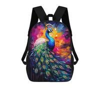 sinyumoney Peacock Bird Painting School Bags Work Laptop Backpack Rucksack Bag for Campus Outdoor Travel Sports 17inch