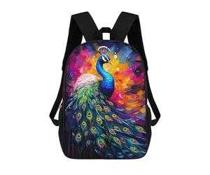 sinyumoney Peacock Bird Painting School Bags Work Laptop Backpack Rucksack Bag for Campus Outdoor Travel Sports 17inch