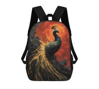 sinyumoney Peacock Fire Art Print School Backpack Fashion Stationery Backpack Waterproof Casual Daypacks for Camping Outdoor Adventures And Daily Travel 17inch