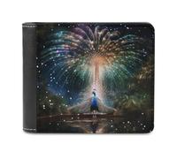 sinyumoney Peacock Fireworks Reflection 3D Print Wallet Coin Pocket ID RFID Blocking Stylish Banknote Compartments Stylish Durable Leather Wallet 11.7cm*9.5cm