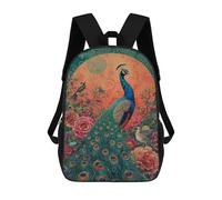 sinyumoney Peacock Garden Art Print-2 School Backpack Lightweight Schoolbag Dayback Bookbag College for Camping Outdoor Adventures And Daily Travel 17inch