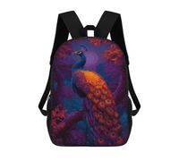 sinyumoney Peacock in Enchanted Forest 3D Printed Children's School Backpack for Kids Travel Rucksacks Book Bags Kids School Bag 17inch