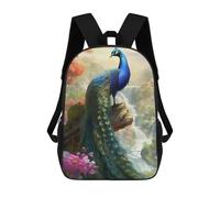sinyumoney Peacock in Fantasy Forest Backpack School Bag Fashion Stationery Backpack Waterproof Casual Daypacks- Perfect for Travel, Work And Daily Use 17inch