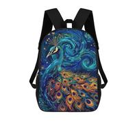 sinyumoney Peacock in Starry Night Style 3D Printed 17inch Kids School Bag Rucksacks Children's School Fashion Casual Back Pack High Capacity Travel Book Bags