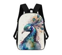 sinyumoney Peacock in Watercolor Backpack School Business Laptop Rucksack Bag Unisex Casual Daypack for Teenage Girls Boys Women Men 17inch