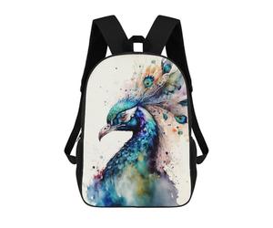 sinyumoney Peacock in Watercolor Backpack School Business Laptop Rucksack Bag Unisex Casual Daypack for Teenage Girls Boys Women Men 17inch