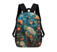 sinyumoney Peacock Kintsugi Art Children's Backpacks School 3D Printed Bag Bookbag for Kids Travel Rucksacks Boy Girl Book Bags Kids School Bag 17inch