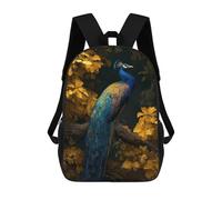 sinyumoney Peacock on Tree Branch Backpack School Bag Rucksack Casual Daypacks School Work Travel Bag for Teenage Girls Boys Women Men 17inch