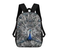 sinyumoney Peacock Painting with Blue Accents Backpack School Secondary Causal Travel High School Bags for Men/Women 17inch
