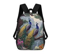 sinyumoney Peacock Paradise Landscape-2 School Backpack Large School Backpack for Boys for Campus Outdoor Travel Sports 17inch