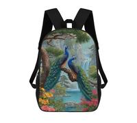 sinyumoney Peacock Paradise Landscape-3 School Backpack Water Resistant School Bag Business Backpack for Men/Women 17inch