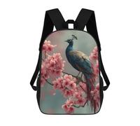 sinyumoney Peacock Perched Among Cherry Blossoms Backpack School Bag Water Resistant Computer Rucksack for Teenage Girls Boys Women Men 17inch