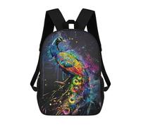 sinyumoney Peacock Popart Painting School Backpack 3D Printed School Bags Boys Girls Laptop Backpack for Kids/Students/Adults 17inch