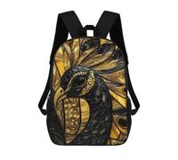 sinyumoney Peacock Stained Glass Backpack 3D Printed Children's School Backpack for Kids High Capacity Travel Rucksacks Book Bags Kids School Bag Back Pack 17inch