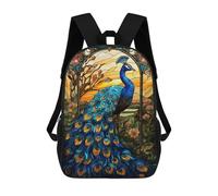 sinyumoney Peacock Stained Glass Backpack School Bag Backpack For Girls Boys Backpacks Large Capacity Kids Backpack Lightweight School Bags For Kids Students 17inch