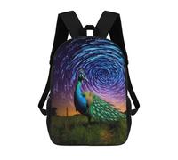 sinyumoney Peacock Under Starry Sky School Bags Rucksack Casual Daypacks School Work Travel Bag for Men, Women & Teenage Boys 17inch