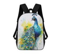 sinyumoney Peacock Watercolor School Backpack Lightweight Airport College Students Back Pack- Perfect for Travel, Work And Daily Use 17inch