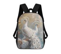 sinyumoney Peacock White Magical Backpack School Bag Business Laptop Rucksack Bag Unisex Casual Daypack for Men/Women 17inch