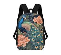 sinyumoney Peacock with Flowers Art Print School Backpack Business Durable Laptop Bag for Camping Outdoor Adventures And Daily Travel 17inch
