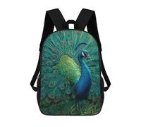 sinyumoney Peacock with Spread Feathers 3D Printed 17inch Kids School Bag Rucksacks Children's School Fashion Casual Back Pack High Capacity Travel Book Bags
