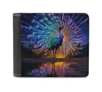 sinyumoney Peacock's Majestic Display 3D Print Clutch Purse Multiple Slots RFID Blocking Stylish Slots Note Section Wallets Youth Guys 11.7cm*9.5cm