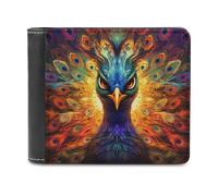 sinyumoney Peacock's Radiant Plumage 3D Print Men's Wallet Credit Card Slots Banknote Compartments Minimalist Style Leather Wallet Youth Guys 11.7cm*9.5cm