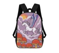 sinyumoney Pegasus Flying Over Mushrooms School Backpack Computer Rucksack for School/Work/Travel for Girl, Teen Girls 17inch