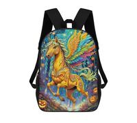sinyumoney Pegasus in Halloween Forest 3D Printed Children's School Backpack for Kids High Capacity Travel Rucksacks Book Bags Kids School Bag Back Pack 17inch