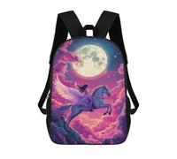 sinyumoney Pegasus Ride Under Moonlit Sky Backpack Kids School Bag Boys Cartoon 3D Print Students Schoolbag Laptop Daypack for Boys Girls 17inch