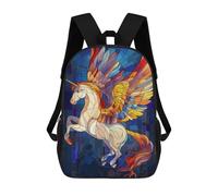 sinyumoney Pegasus Stained Glass Daypack Casual Backpacks School Bag For Girls Boys High College Teenagers Rucksack Men Women Travel Laptop Rucksack College Bookbag 17inch