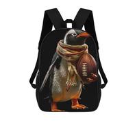 sinyumoney Penguin American Football Backpack School Bag Large Water Resistant Laptop Backpack for Girls Boys Teenage 17inch