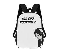 sinyumoney Penguin Are You Pooping 3D Printed School Backpack Casual Children's Backpacks 3D Printed School Bag for Boys Elementary And Middle 17inch