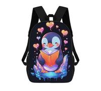 sinyumoney Penguin Book Reader 3D Printed 17inch Kids School Bag Rucksacks Children's School Fashion Casual Back Pack High Capacity Travel Book Bags