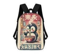 sinyumoney Penguin Eating Ramen in Japanese Setting Rucksack Fashion Stationery Backpack Waterproof Casual Daypacks for Men/Women 17inch