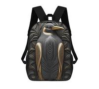 sinyumoney Penguin Gold Relief Deco School Backpack School Secondary High School College Backpack Travel for Men, Women & Teenage Boys 17inch