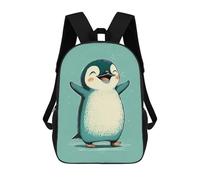 sinyumoney Penguin Happy Backpack with Pocket 3D Printed Backpacks, Travel Rucksacks Book Bags Kids School Bag 17inch