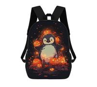 sinyumoney Penguin in A Pumpkin Patch Kids' Backpack 3D Printing School Bag Boys Cool Daypacks Casual Knapsack Fun Back Bag for Kids And Teenager 17inch