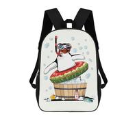 sinyumoney Penguin in Bubble Bath Kids Backpack 17 Inch School Bag 3D Printed Cartoon School Backpacks for Boys And Teenager School Students
