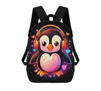 sinyumoney Penguin Music Lovers 3D Printed 17inch School Bag Children's School Backpack Travel Backpacks Casual Fashion Bag for Kids School Students