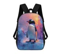 sinyumoney Penguin on Ice with Colorful Background Backpack School Bag Lightweight Schoolbag Dayback Bookbag College for Men/Women 17inch