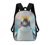 sinyumoney Penguin Pastel Crown Backpacks Kids School Backpack School Bag 3D Printed School Bag for Boys Elementary And Middle School Students 17inch