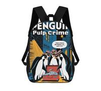 sinyumoney Penguin Pulp Crime Comic 3D Printed Kids Backpacks Boys Fashion School Bag Travel Backpacks School Bags for Boys Elementary School Students 17inch