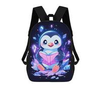 sinyumoney Penguin Reading A Book Backpacks Kids School Backpack Fashion School Bag 3D Printed School Bag for Boys Elementary And Middle School Students 17inch