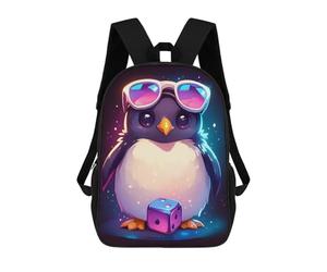 sinyumoney Penguin Shades And Dice Backpack School Business Durable Laptop Bag for Camping Outdoor Adventures And Daily Travel 17inch